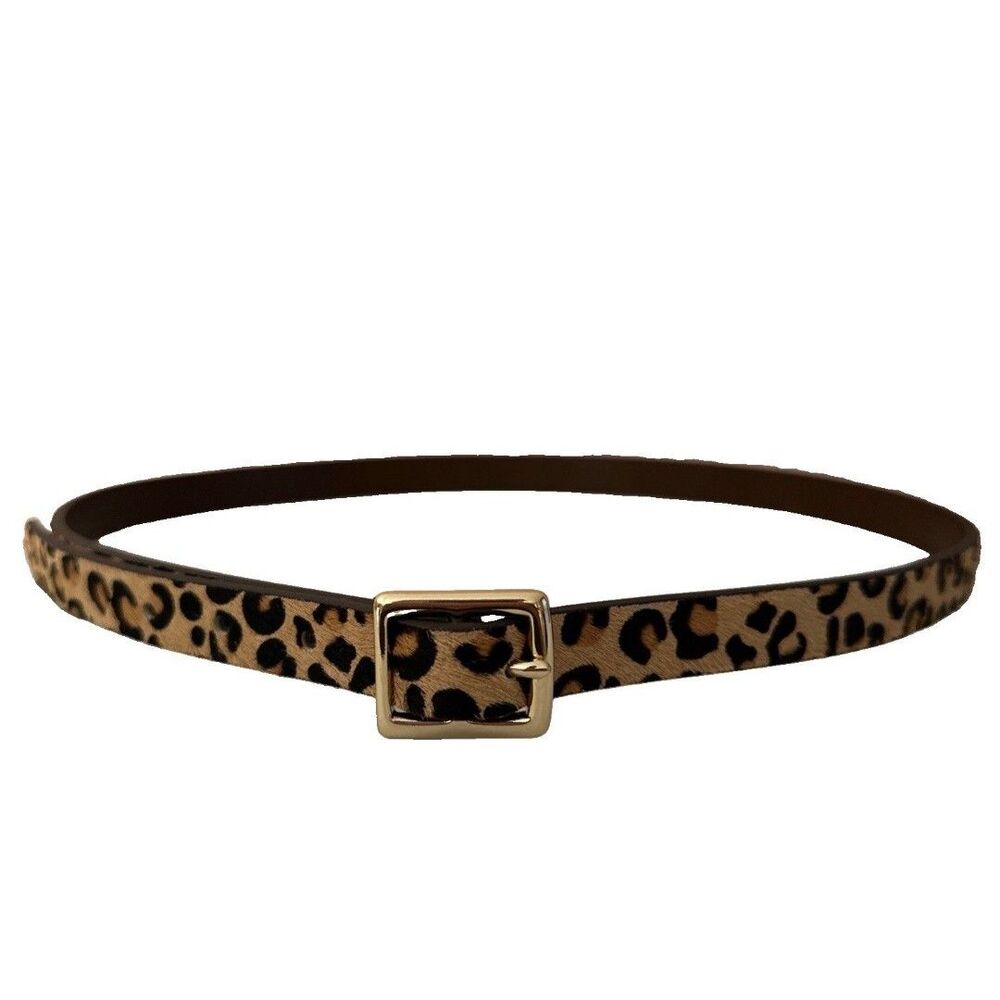 Women's Leopard Print Faux Leather Haircalf Belt Animal Print